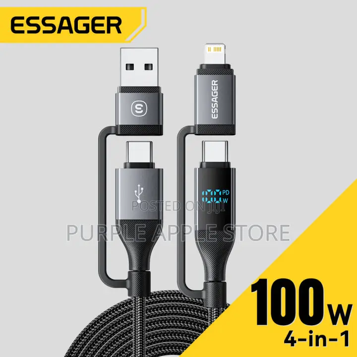 Essager 4-in-1 Digital Display Usb-C Cable (100w Pd Fast Charging)