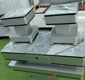 Coffee Table With Glass/Marble Topping With 2 Stools