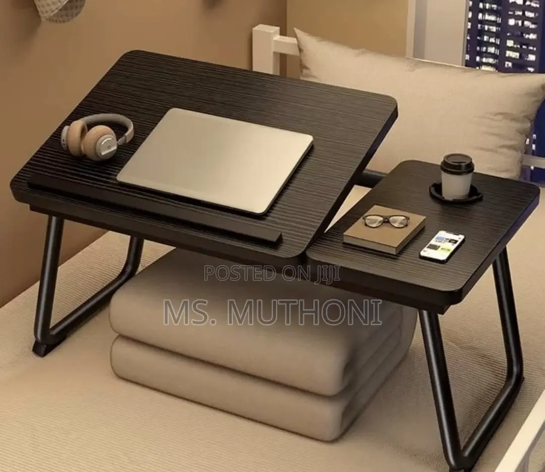 Practical Foldable Laptop / Breakfast Table With a Built-in Cup Slot