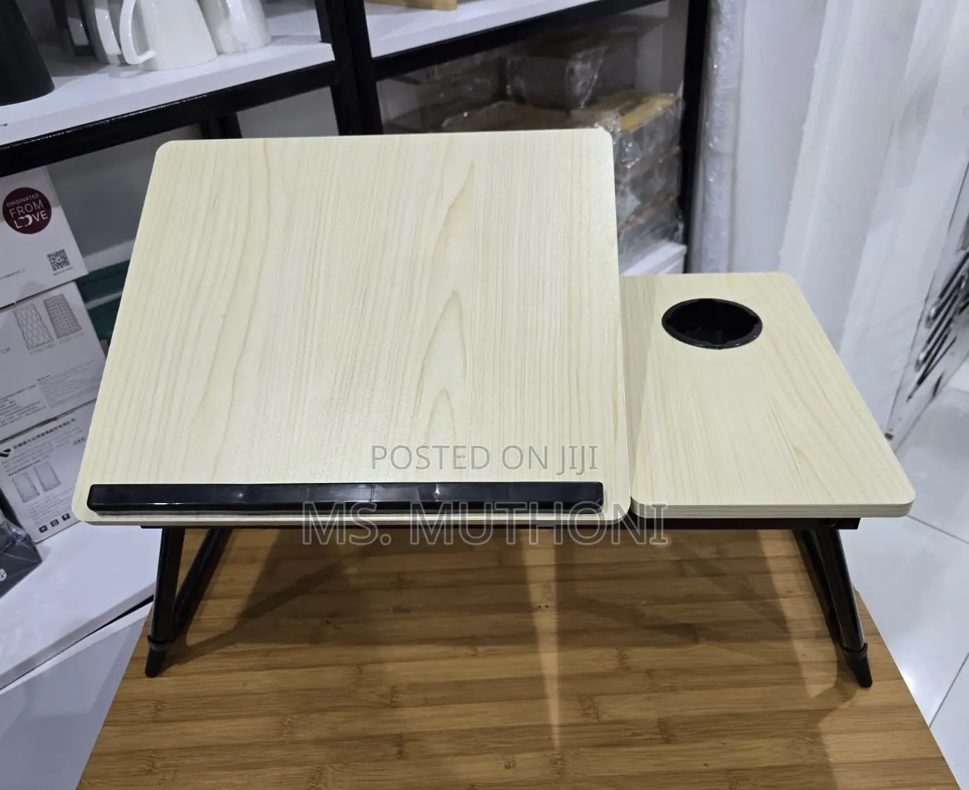 Practical Foldable Laptop / Breakfast Table With a Built-in Cup Slot