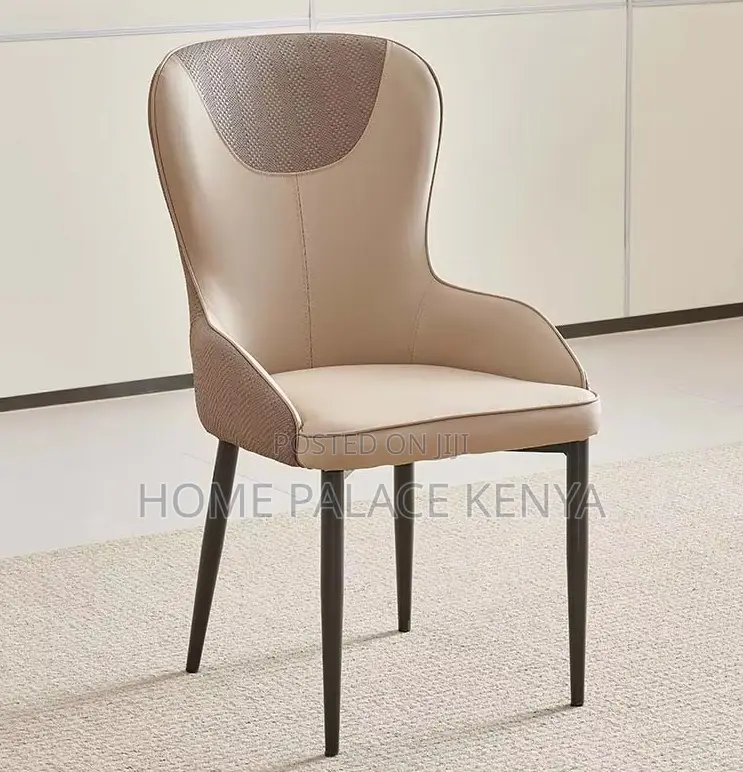 Dining Chair; Modern Upholstered Leather Dining Chair With Metal Legs