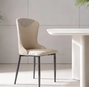 Dining Chair; Modern Upholstered Leather Dining Chair With Metal Legs