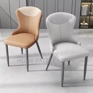 Dining Chair; Modern Upholstered Leather Dining Chair With Metal Legs