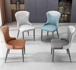Dining Chair; Modern Upholstered Leather Dining Chair With Metal Legs