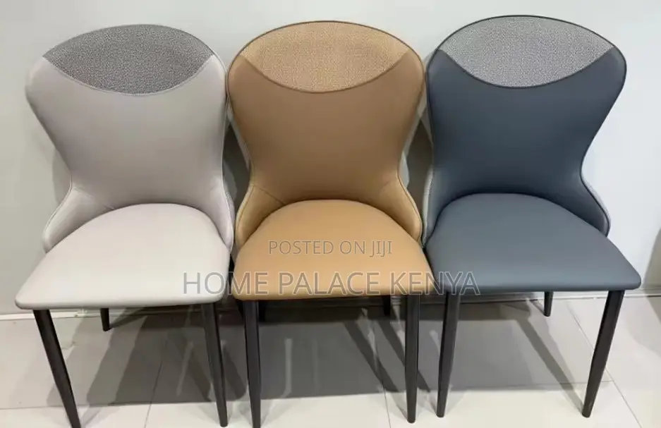 Dining Chair; Modern Upholstered Leather Dining Chair With Metal Legs
