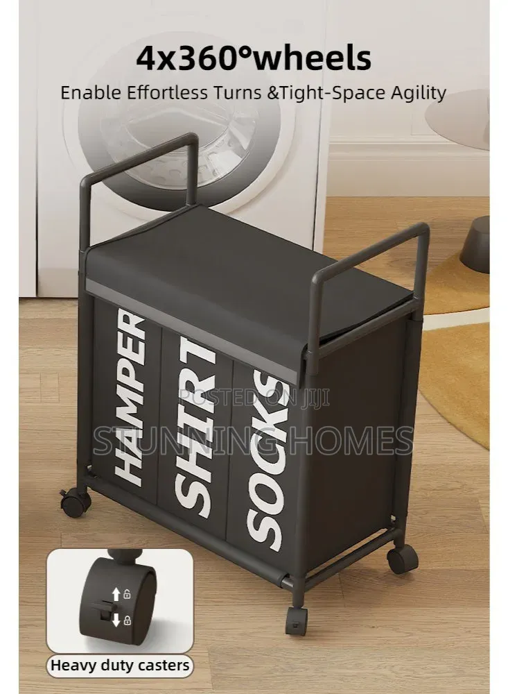 Partitioned Movable Laundry Basket