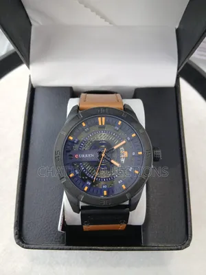 Black Curren With Brown Leather Strap Gents Watches 8293