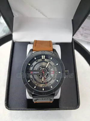 Black Curren With Brown Leather Strap Gents Watches 8293
