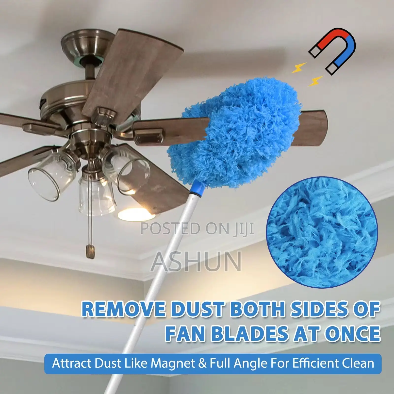 Ceiling Fan Duster, 1.4m Extendable Handle – Easy Blade Cleaner