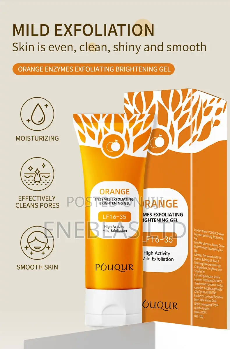 Pouqur Orange Exfoliating Gel – Face Peeling Gel Dead Skin Remover
