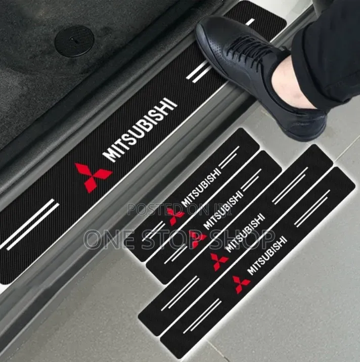 4pc Door Antiscratch Carbon Fiber Door Sill Sticker for Mitsubishi