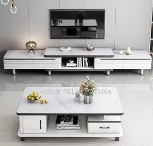 Household Table; Marble Top Coffee Table With Wooden Frame and Storage