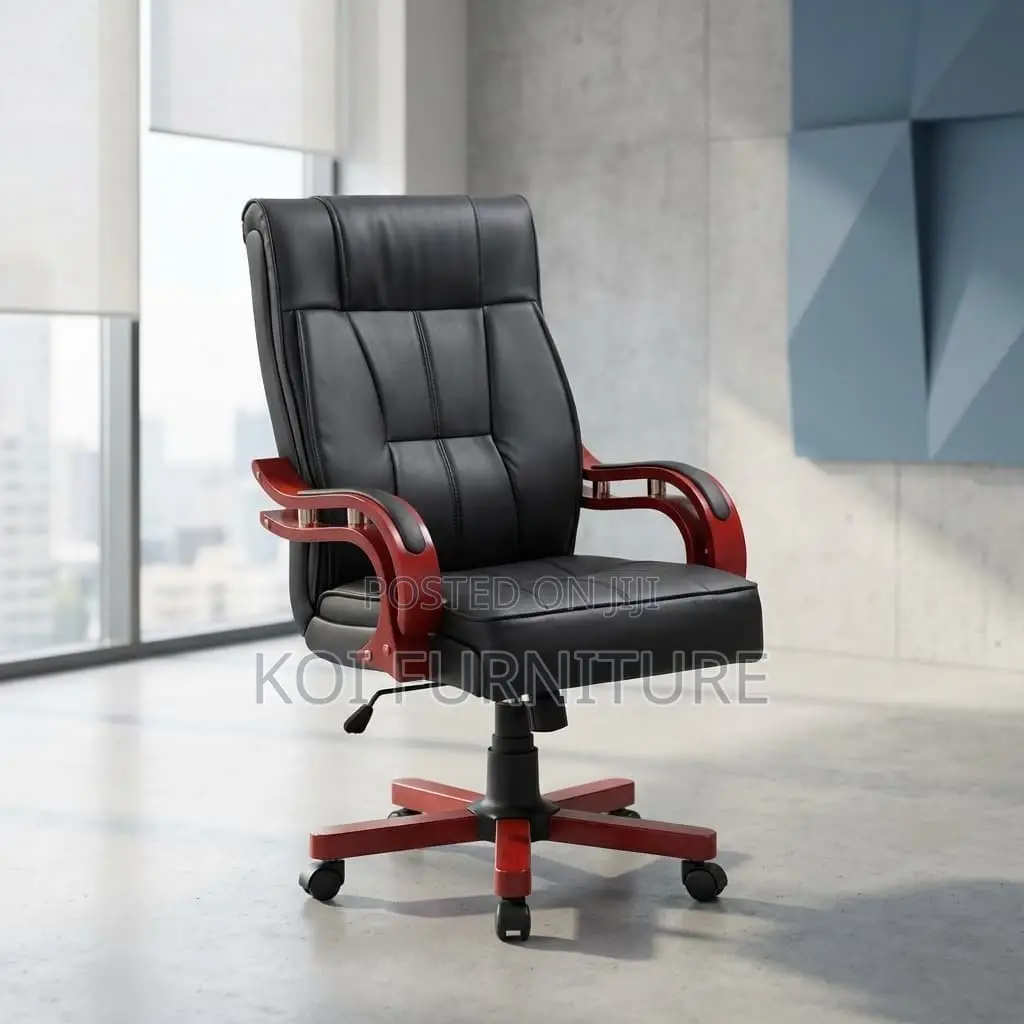 Office Chair : Bliss Executive Office Chair in Black Leather