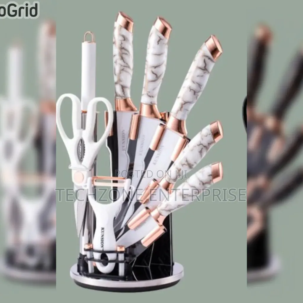 Marble Kitchen Knife Set Stainless Steel Knives in Black and White 