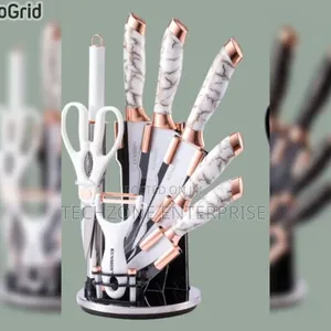 Marble Kitchen Knife Set Stainless Steel Knives in Black and White 