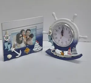 Wooden Photo Frame + Swing Clock Ornament Style Desktop Holder 2 in 1
