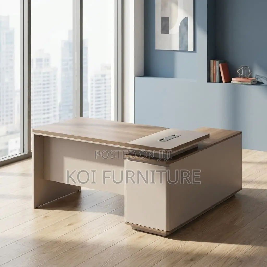 Office Desk : 1.6m Modern Executive Office Desk in a Beige Finish
