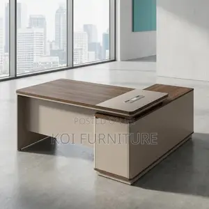 Office Desk : 1.6m Modern Executive Office Desk in a Beige Finish