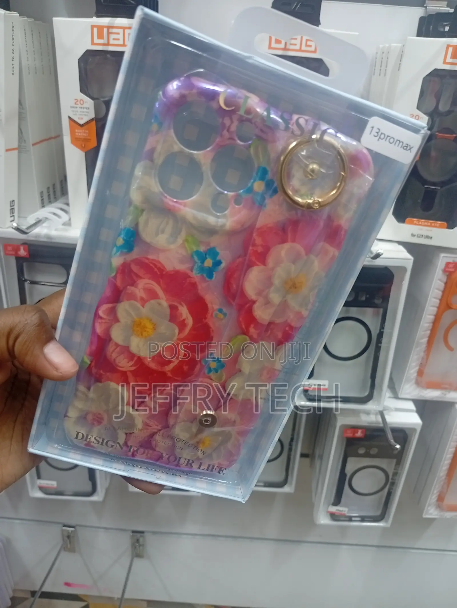 13promax Floral Pattern Case With a Built-in Wristband Kickstand.