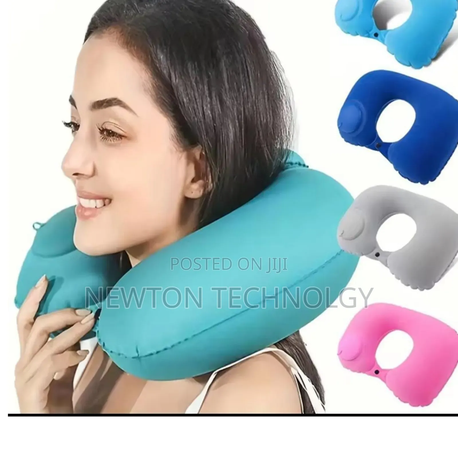 *Inflatable Travel Neck Pillow Available in Colours Grey, Navy Blue