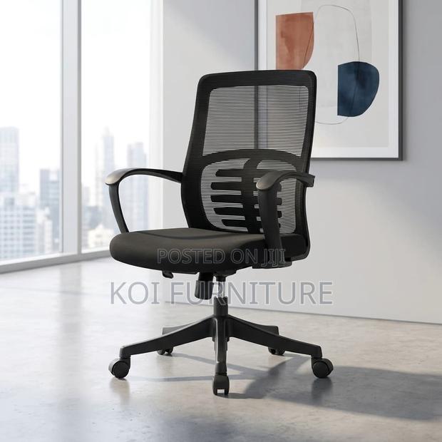Office Chair : Modern Black Ergonomic Mesh Office Chair - thumbnail 4