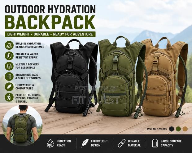 Hydration Backpack Water Bladder Hiking Cycling Bag - thumbnail 2