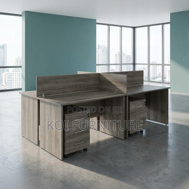 Office Desk : 4-Way Custom Office Workstation With Privacy Partitions - thumbnail 2