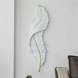White Nordic Feather Wall Art With Back Lights - Gh