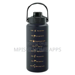 3pcs Water Bottle With Two Straws-Black Matte