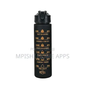 3pcs Water Bottle With Two Straws-Black Matte
