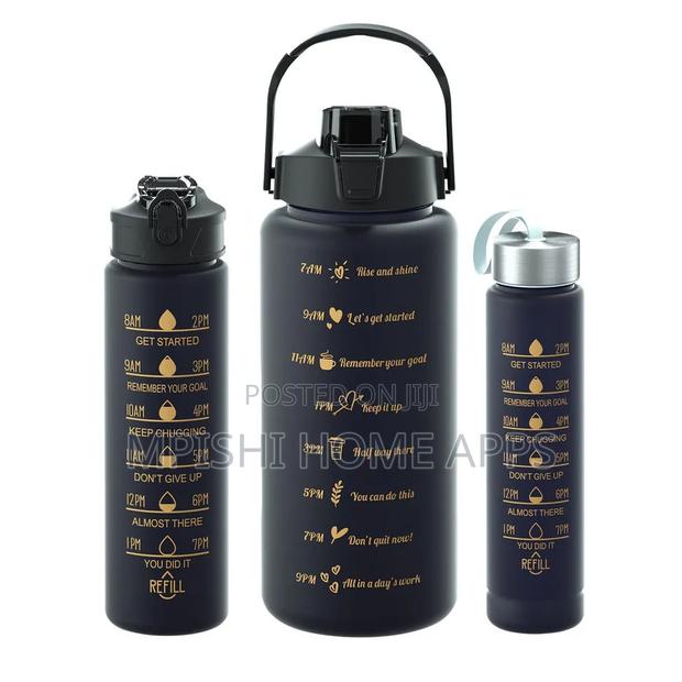 3pcs Water Bottle With Two Straws-Black Matte - thumbnail 6