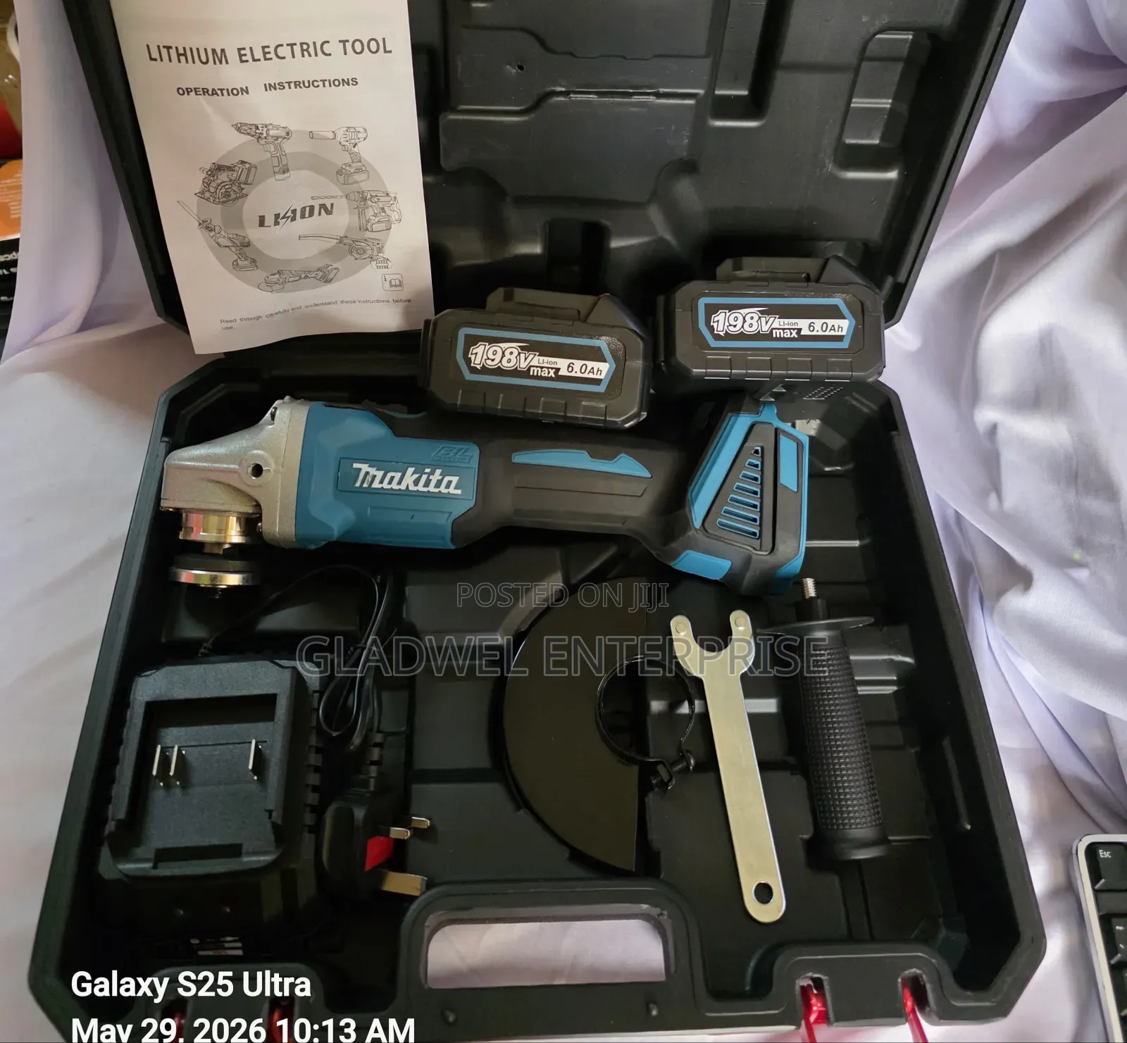 Makita Cordless Angel Grinder 198v Rechargeable Lithium Batteries