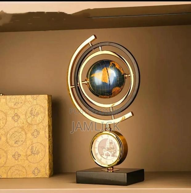 Gold Clock Globe With Marble Base - Gh