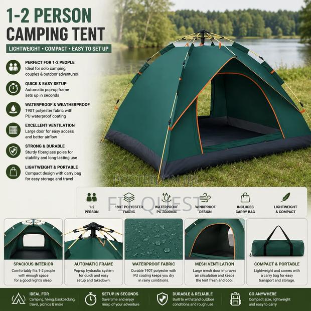 Instant Setup Camping Tent 1-2 Person Outdoor Shelter