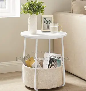 End Table: Small Coffee Table With Fabric Basket Storage