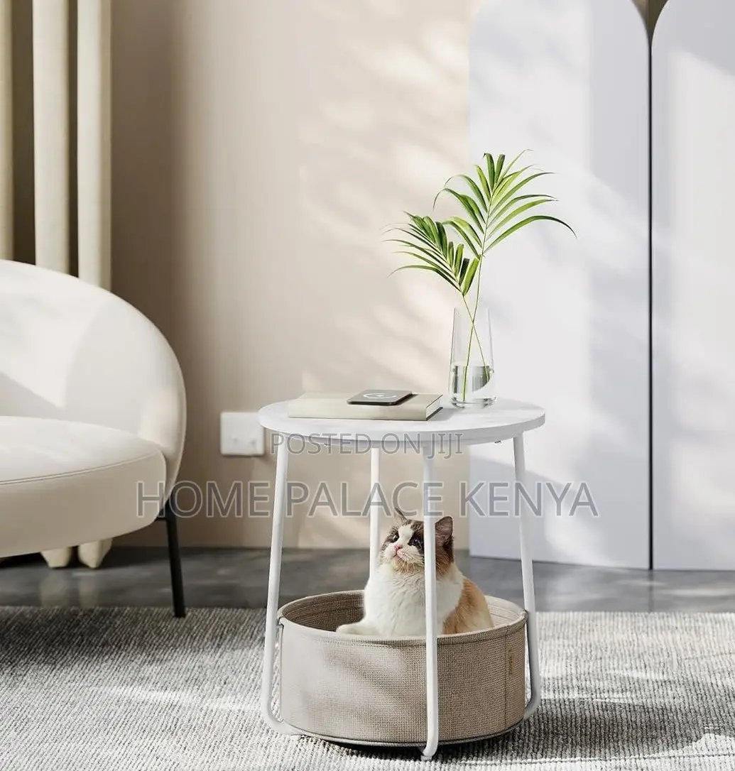 End Table: Small Coffee Table With Fabric Basket Storage