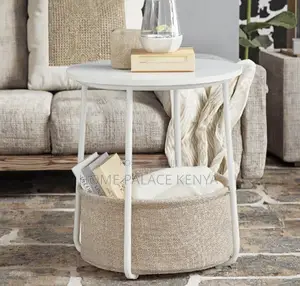 End Table: Small Coffee Table With Fabric Basket Storage