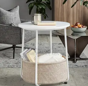 End Table: Small Coffee Table With Fabric Basket Storage