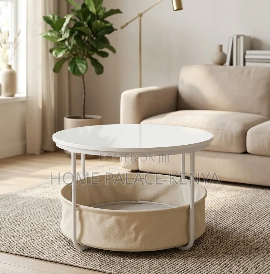 End Table: Small Coffee Table With Fabric Basket Storage