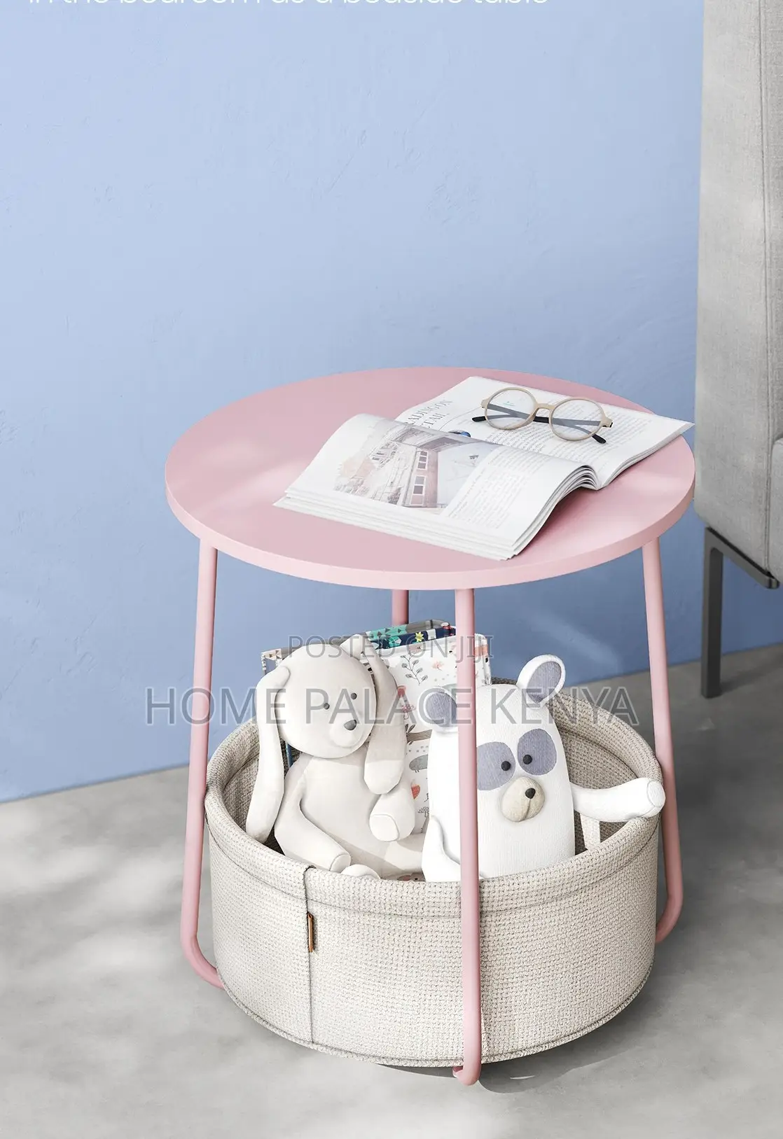 End Table: Small Coffee Table With Fabric Basket Storage