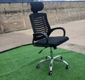 Black Secretarial Office Chair With Headrest