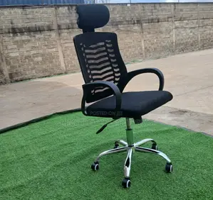 Black Secretarial Office Chair With Headrest