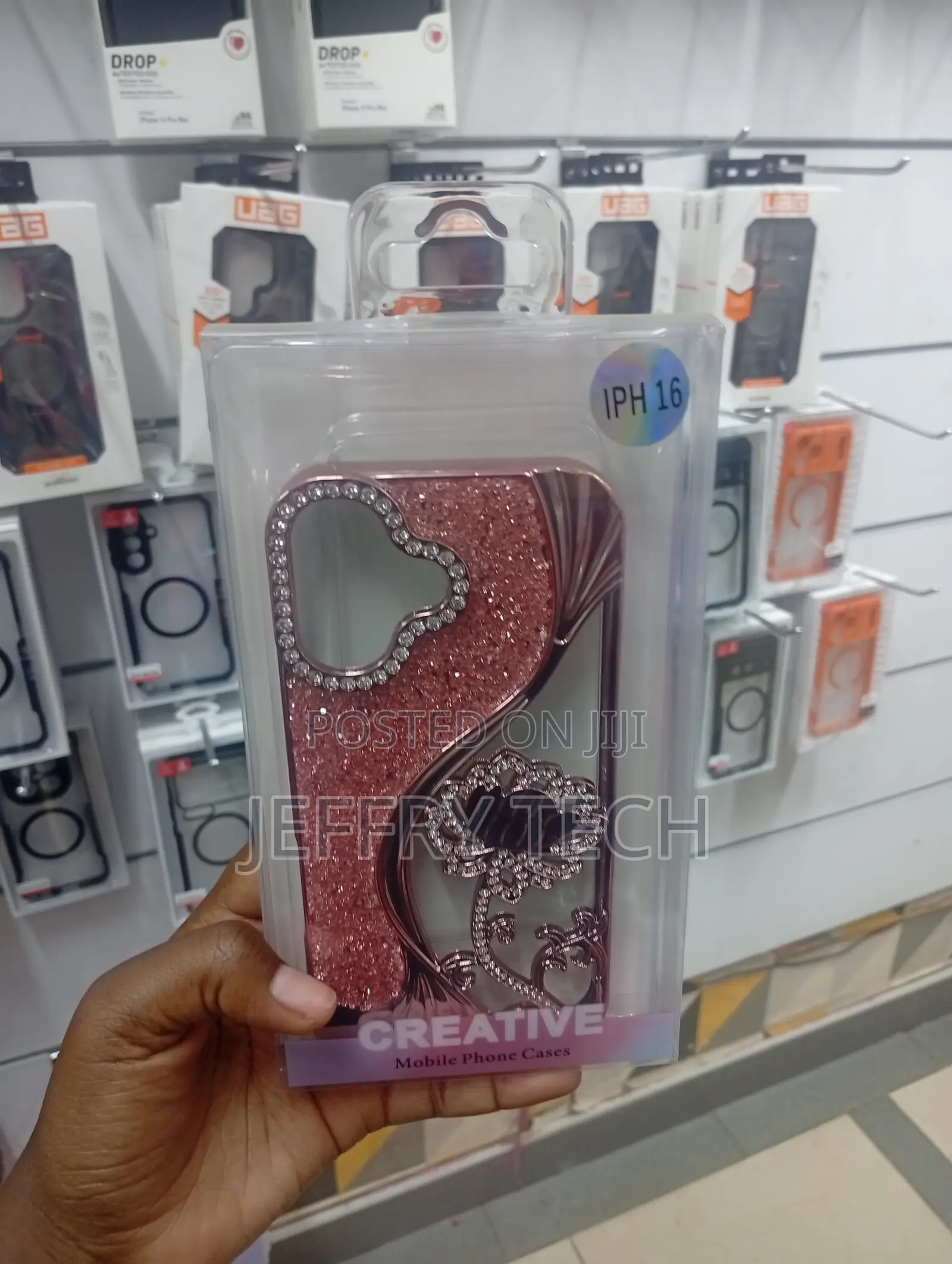 Decorative Phone Case Featuring Pink Glitter and Rhinestone