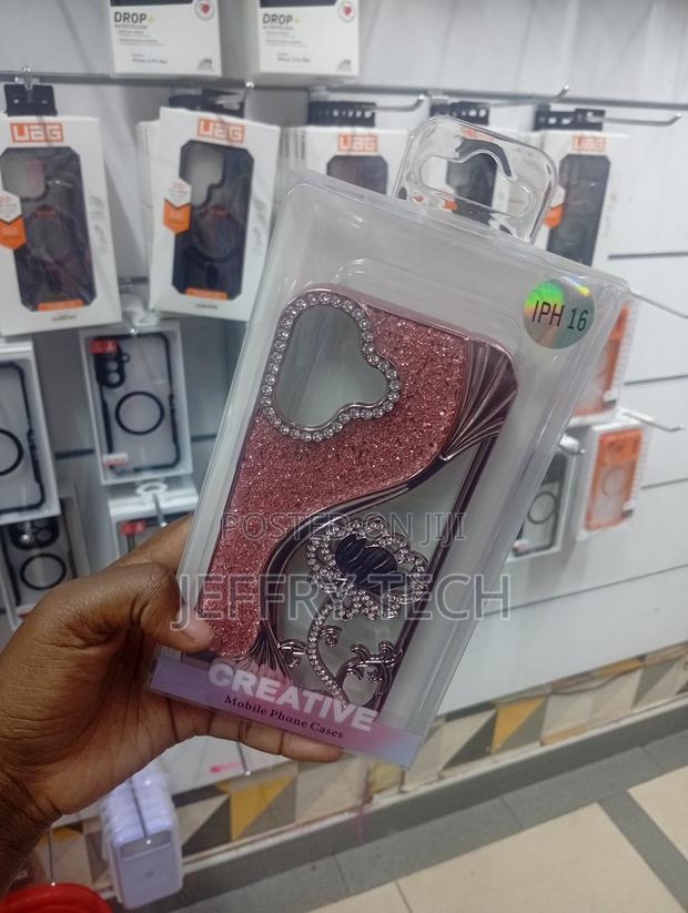 Decorative Phone Case Featuring Pink Glitter and Rhinestone - thumbnail 2