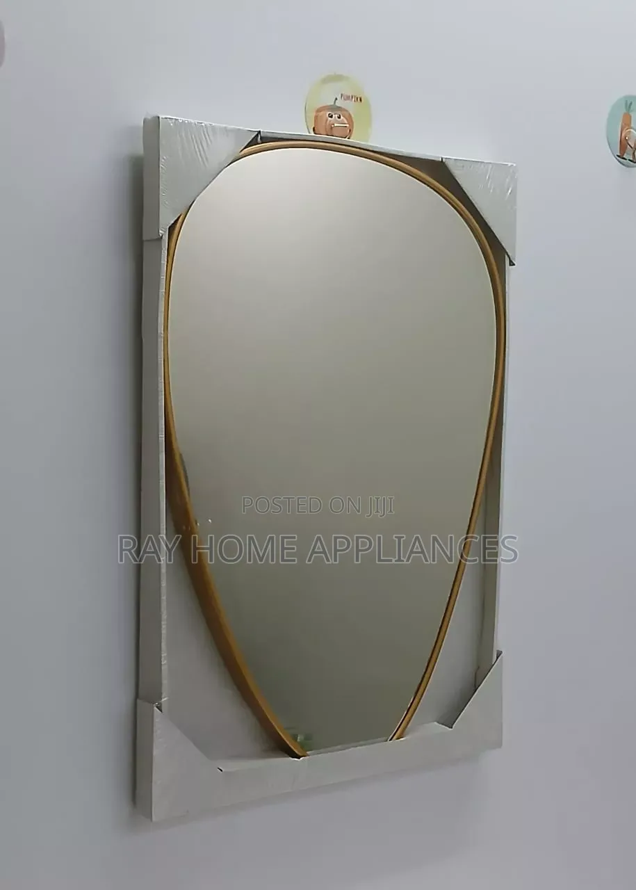 Decorative Oval Shaped Mirror Gold and Black