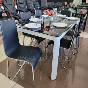 Marble Glass Top Six Sitter Dinning Table