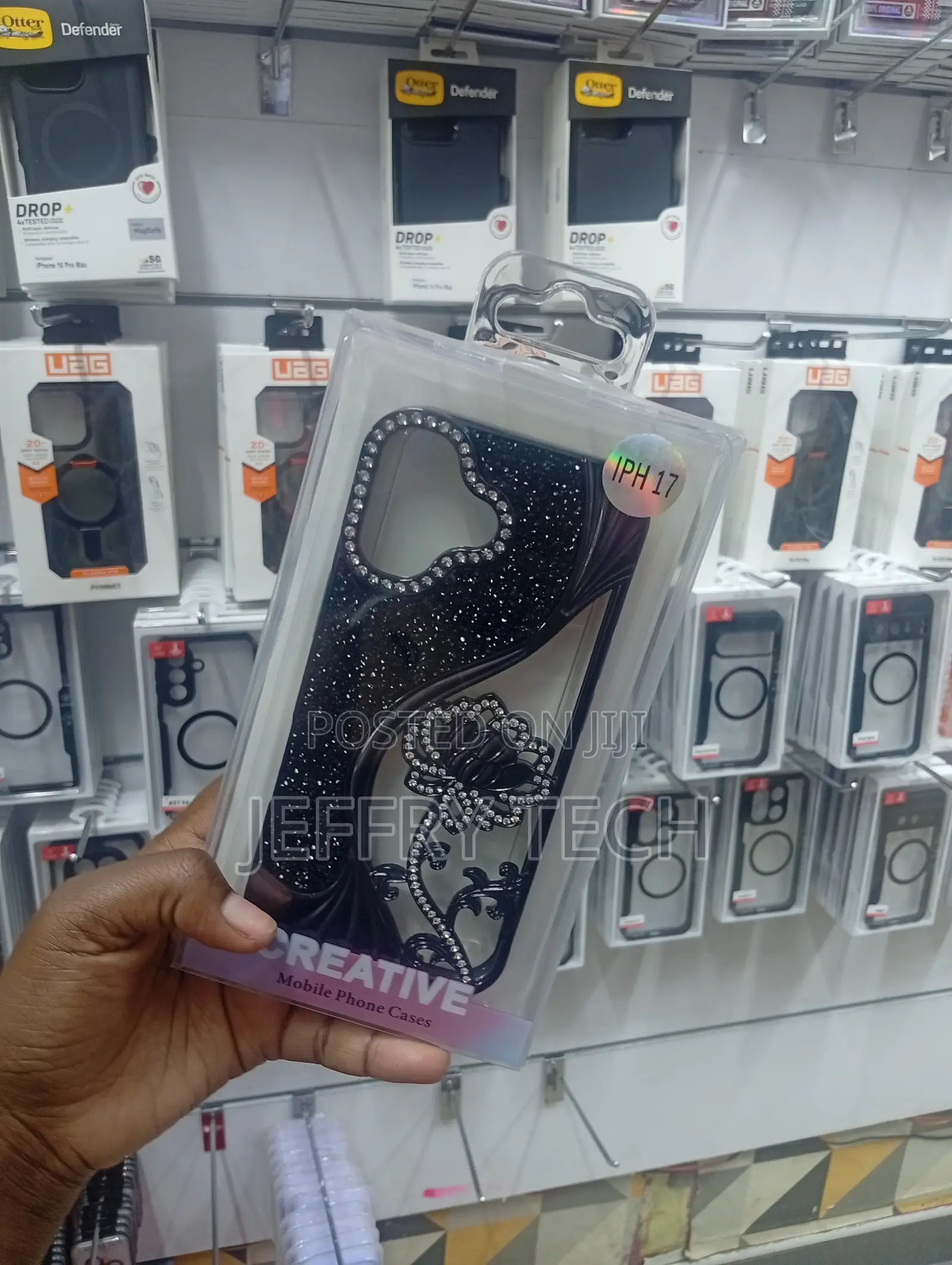 Brand Black Mobile Phone Case Featuring Glitter and Rhinestone