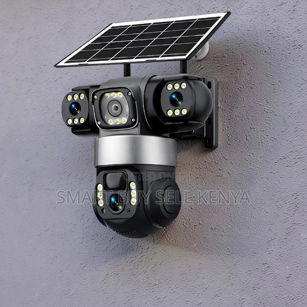 High Definition Video Outdoor Security 4g PTZ Three Lens Solar Camera