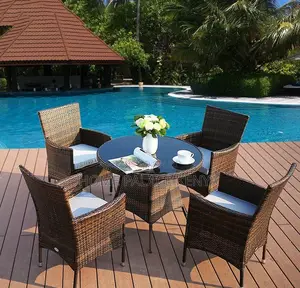 Outdoor Set: 5 Piece Rattan Patio Furniture Set