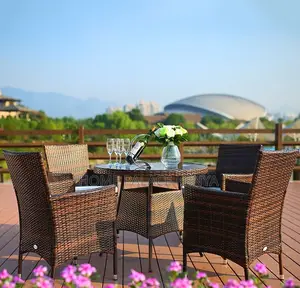 Outdoor Set: 5 Piece Rattan Patio Furniture Set